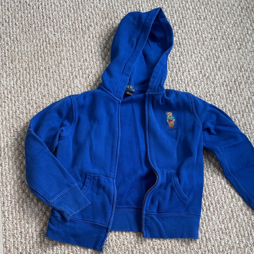 Polo Bear Ralph Lauren Boys Small Blue Kids Zip-up Hoodie